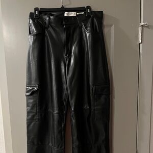Leather cargo pants